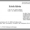 Klein Erich 1926-2004 Todesanzeige